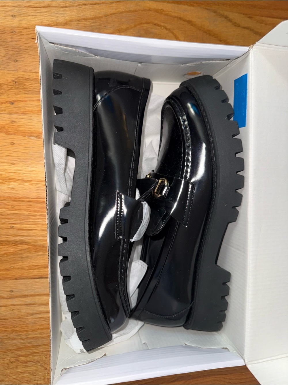 Dream Pairs Black Patent Lug Sole Loafers
